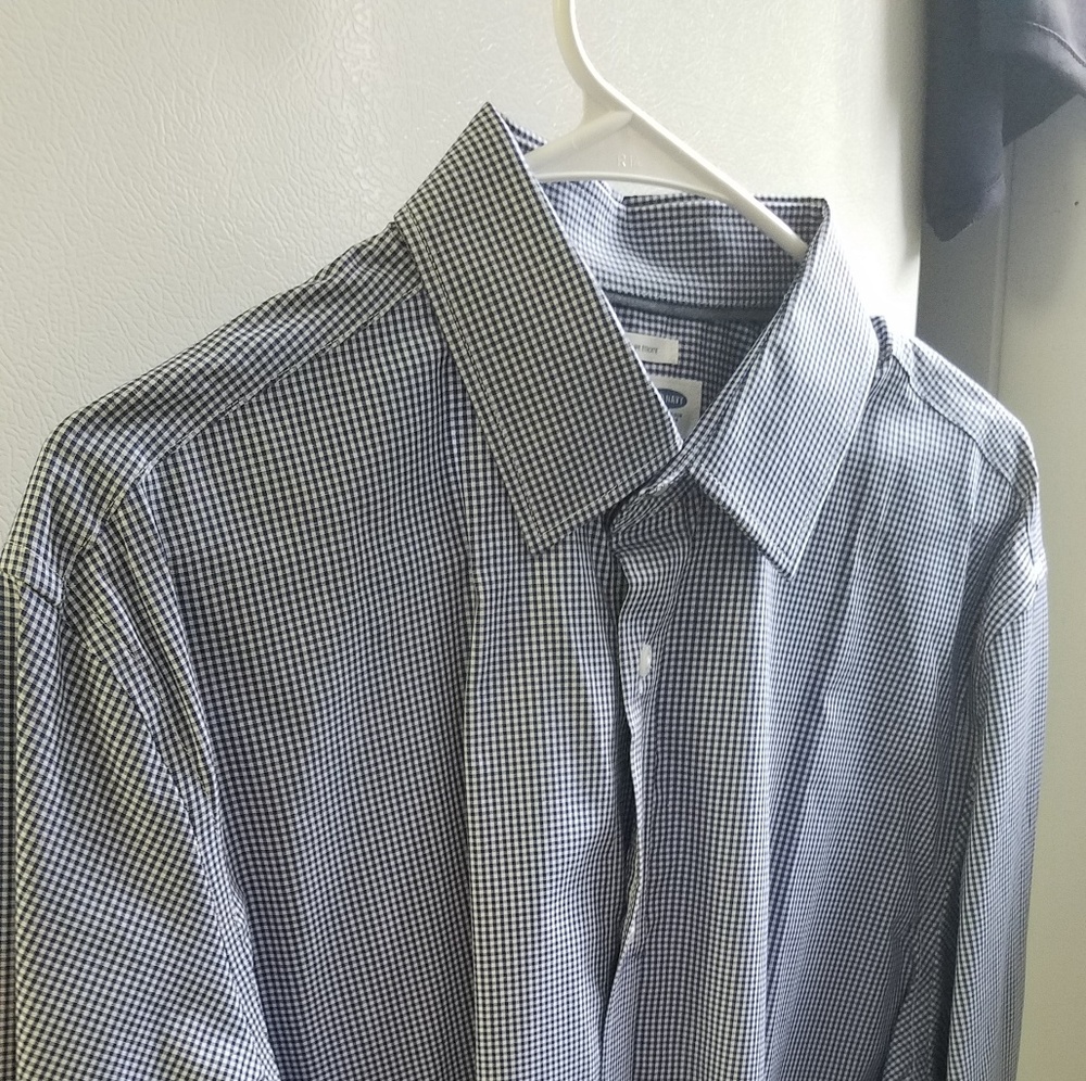 Blue checked long sleeve dress shirt